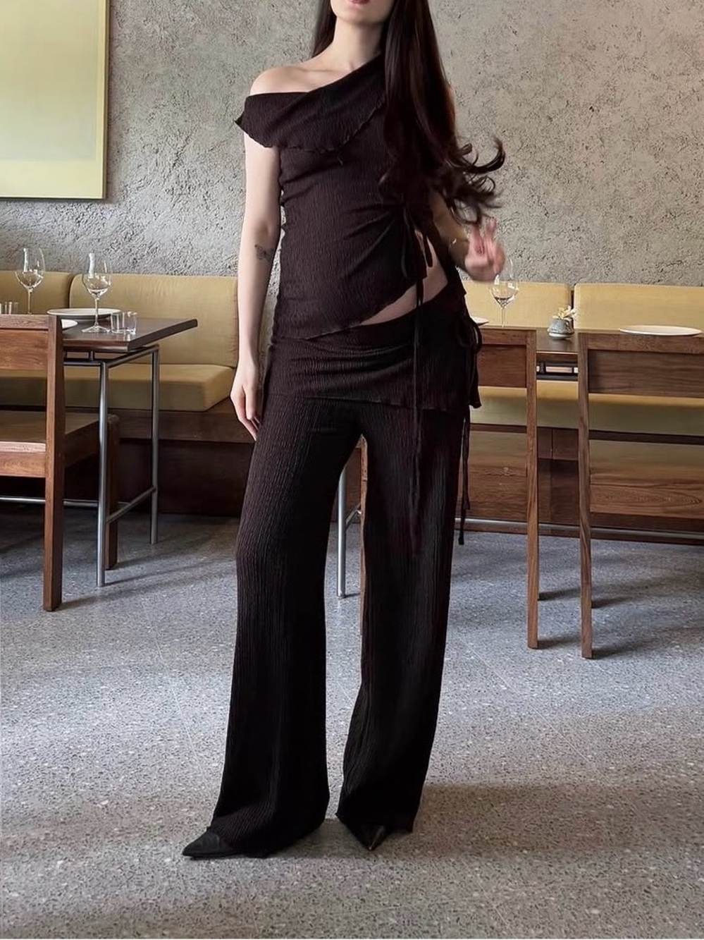 ZARA Brown Knit Two-Piece Set